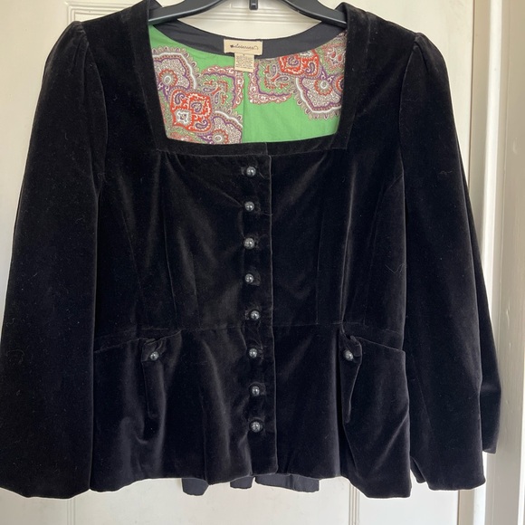 Anthropologie Black Velvet Jacket - Sz 8 - Picture 6 of 6